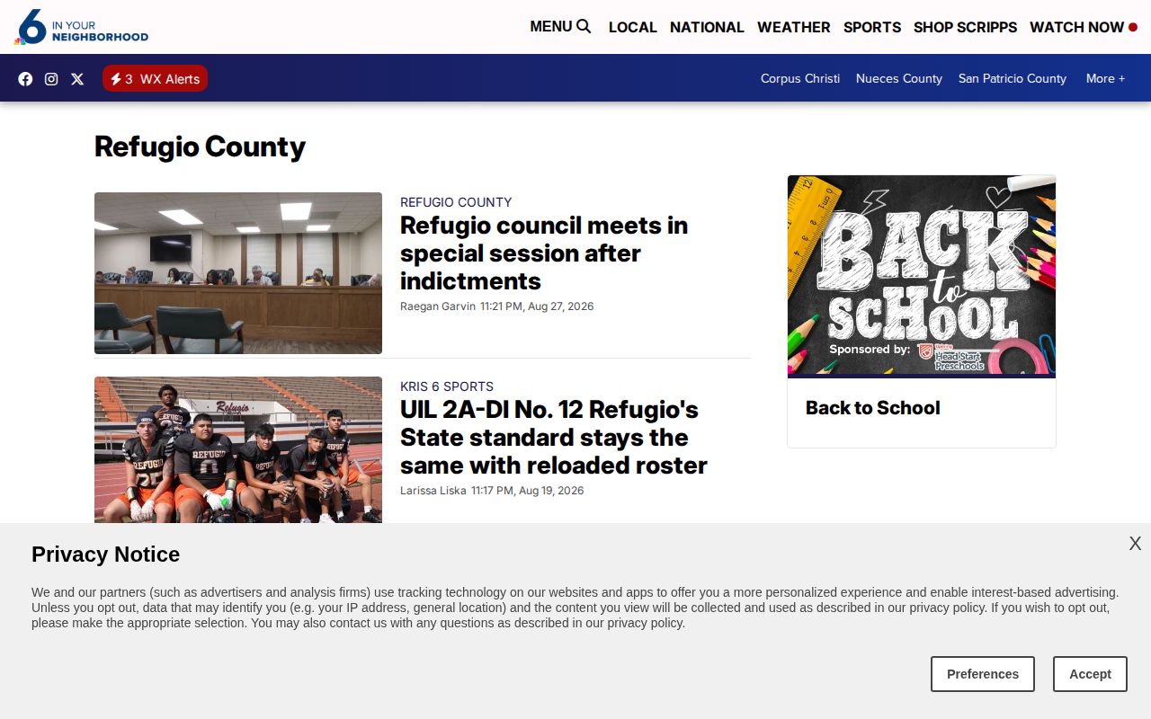 KRIS 6 Refugio County news topic page